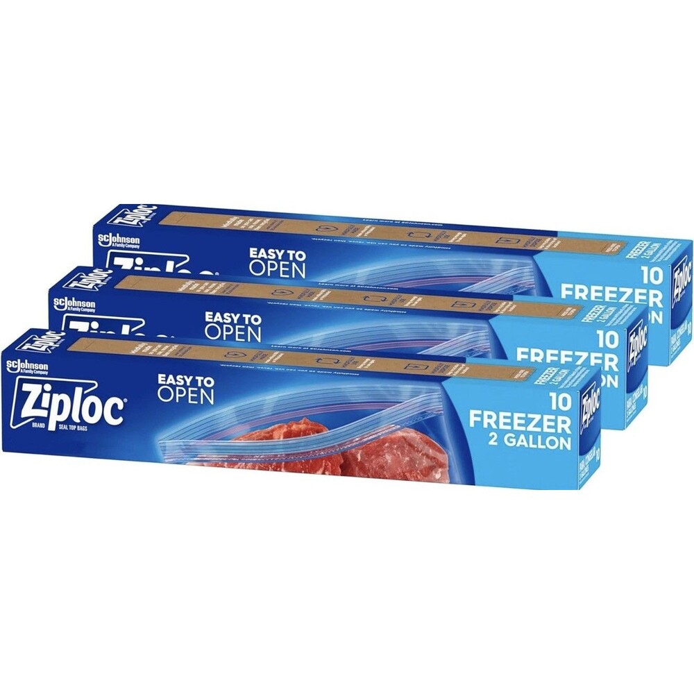 (3 pack) Ziploc® Brand Freezer Gallon Bags, Large Food Storage Bags, 10 Count